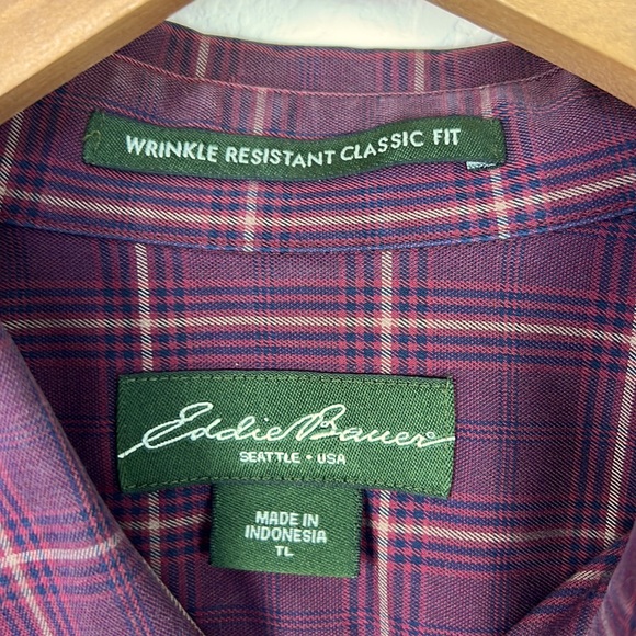 Eddie Bauer Wrinkle Resistant Classic Fit Men's Long Sleeve Shirt Plaid Size TL - Picture 2 of 3
